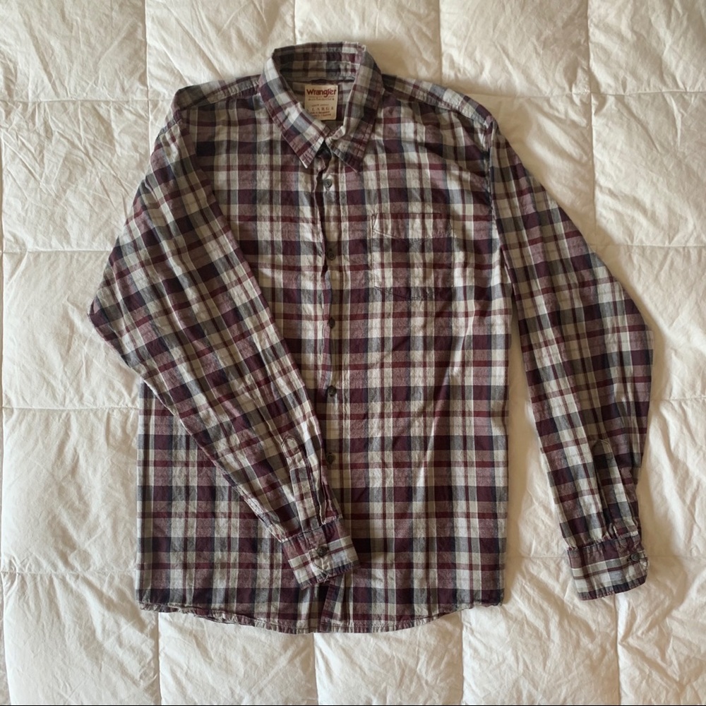 Wrangler Long Sleeve Plaid Button Up